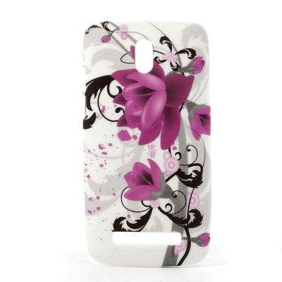 Твърди гърбове Твърди гърбове за HTC Твърд предпазен гръб за HTC Desire 500 бял цвете лотос